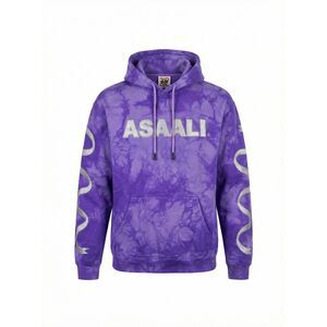 Asaali Jean Co Purple Tie Dye Hoodie XS Leather Patch Logo Ribbon Sleeve Rare